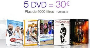 30 euros les 5 DVD port inclus (parmi plus de 4000 titres)
