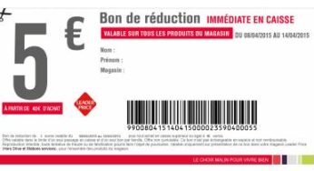 Bon de réduction 5 euros chez Leader Price dès 40 euros d’achat