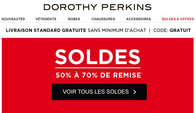 Soldes flottants Dorothy Perkins : de 50 à 70% de remises + livraison gratuite sans minimum