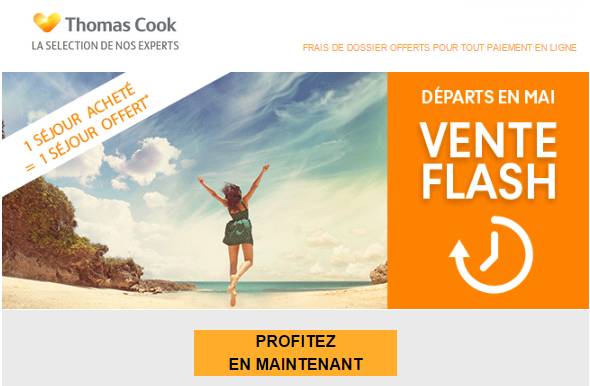 Vente flash Thomas Cook : 1 séjour acheté = 1 séjour offert (départ en mai Canaries, Maroc, Mexique…)