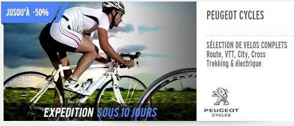 Vente privée Peugeot Cycles – jusqu’à moins 50% sur 25 vélos