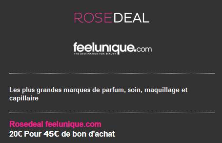 RoseDeal : 45 euros d’achat sur FeelUnique pour 20 euros (parfum, soin, maquillage) – livraison gratuite