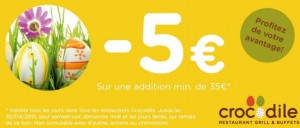 coupon 5 euros de remises restaurant Crocodile