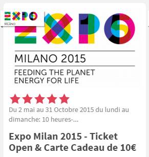 29 euros le billet Expo Milan 2015 (valable jusqu’au 31 Octobre 2015) + une carte de 10 euros gratuite !