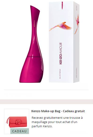35 euros l’Eau de parfum Kenzo Amour + une trousse Kenzo offerte (livraison gratuite)