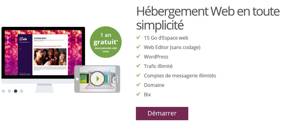 Site internet gratuit : nom de domaine (.com) + hébergement 15 Go chez ONE