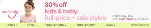 remise de 30% sur GapKids et babyGap