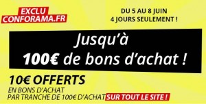 10 euros offerts par tranche de 100 euros d’achats sur tout Conforama