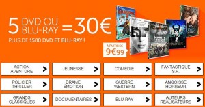 5 BLU-RAY ou DVD pour 30 euros CULTURA