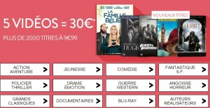 5 videos pour 30 euros Cultura