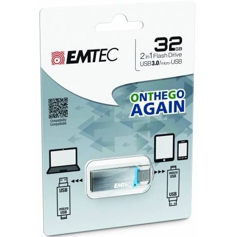 Moins de 16 euros la clé USB 3.0 32Go Emtec On The Go (double port Micro-USB et USB 3.0)