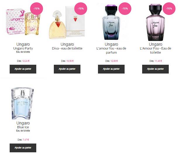 Soldes Beauty Success : eau de toilette Ungaro 50ml à 7,47 euros (et autres à -70% ) !