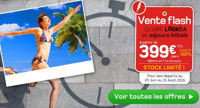 Vente flash Club Lookéa : séjours jusqu’à moins 50% (à partir de 349 euros les 7 nuits en tout inclus)