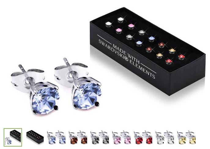 Moins de 18 euros le lot de 7 paires de boucles d’oreilles Swarovski Elements !!