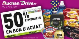 offre Auchan Drive articles 50 pourcent remboursés