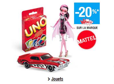 Barbie, Monster High et Mattel = 20% du prix crédité sur votre carte Auchan (Waaoh)