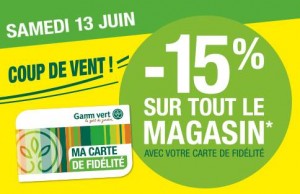 remise sur tout le magasin Gamm Vert  