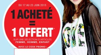 Pendant 1 semaine : 1 acheté = 1 offert sur une sélection d’article femme, enfant et homme sur Tati‏