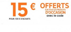 15 euros de remise sur les occasions  Priceminister