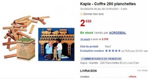 coffre de Kapla 280 planches à 2,50 euros