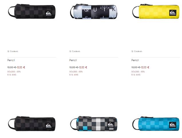 5 euros la trousse Quiksilver (différents coloris) – livraison gratuite