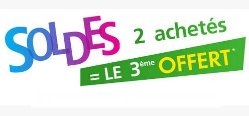 Dernier jour soldes GEMO : 2 achetés = le troisième offert !