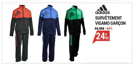 Survêtement Adidas 6-16 ans Vigamo à 24,95 euros au lieu de 44,95 euros / Décathlon