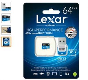 Carte Lexar Haute Performance 64GB microSDXC UHS-I