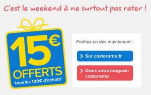 15 euros offerts tous les 100 euros jusqu’à dimanche Castorama