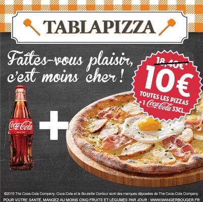 Coupon Tablapizza 10 Euros La Pizza Coca Cola Au Lieu 18 40 Euros
