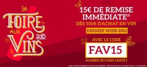  15 euros de remise sur la Foire aux Vins Cdiscount