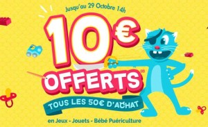 Bon Plan jouets, jeux et Puericulture 10 euros offerts tous les 50 euros