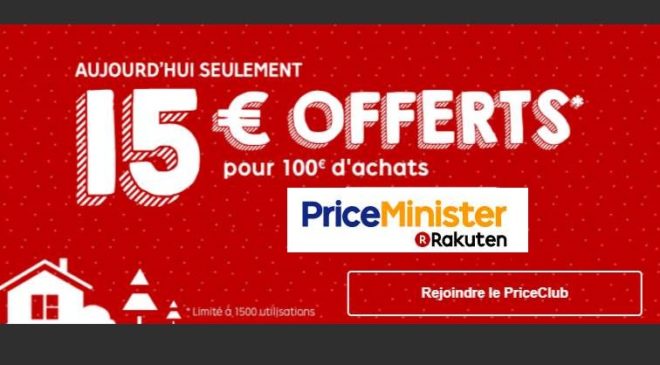 Bon plan Priceminister : remise de 15 euros 