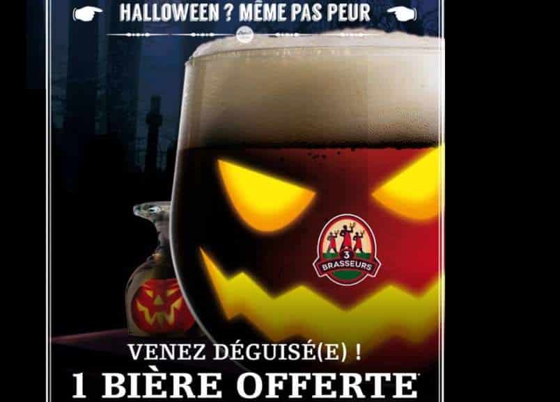 Les 3 Brasseurs vous offre 1 bière gratuite si vous êtes déguisé pour Halloween