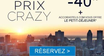 Prix Crazy Accor Hôtels : moins 40% et Petit-déj offert hôtels Novotel, Ibis… jusqu’en avril 2016 !