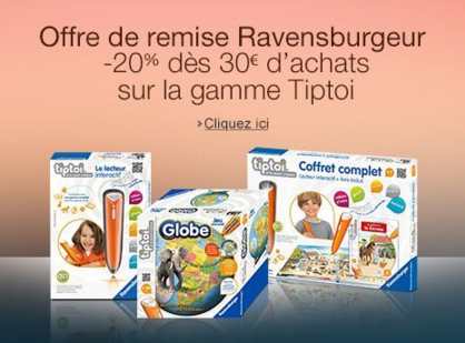 Moins 20% sur les jeux éducatifs électroniques Tiptoi de Ravensburger (dès 30€)