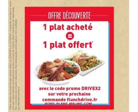 1 plat acheté = 1 plat gratuit chez Flunch Drive (code promo jusqu’à 10 plats gratuits)