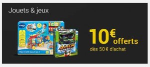  jouets jeux 10 euros offerts sur la FNAC