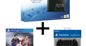 Moins de 400 euros le pack Sony PS4 1To + GTA 5 ou FIFA16 +manette Dualshock supplémentaire
