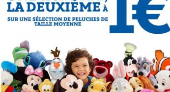 1 peluche Disney achetée = la seconde à 1 euro (Disney store)