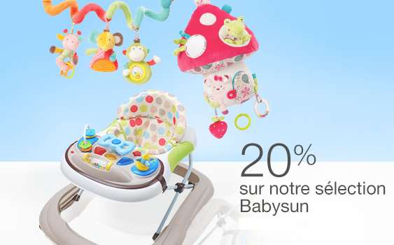 20% de remises sur les jouets d’éveil , peluches et doudous Babysun (dès 30€ d’achat)