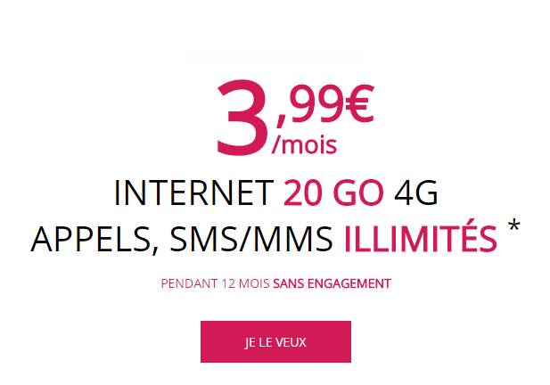 Forfait Virgin Mobile 20Go de Data en Appel/SMS/MMS illimités à 3,99 euros