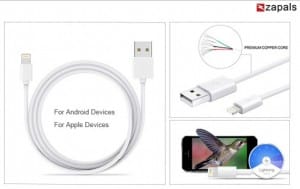 Câble synchronisation USB pour smartphone Android ou Apple