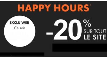 Happy Hours Gémo : 20% de rabais sur tout de 18h à minuit (même les soldes)