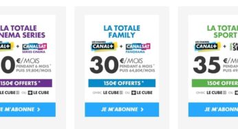 30€/mois l’abonnement Les Chaînes Canal + CanalSat Panorama ou CanalSat Serie Cinema + 200€ offerts (150+50)