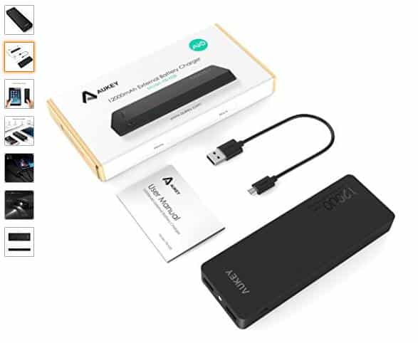 batterie externe 12000mAh Aukey double port USB