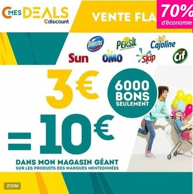 10€ d’achat Sun, Omo, Skip, Persil, Cif, Domestos, Cajoline pour 3€