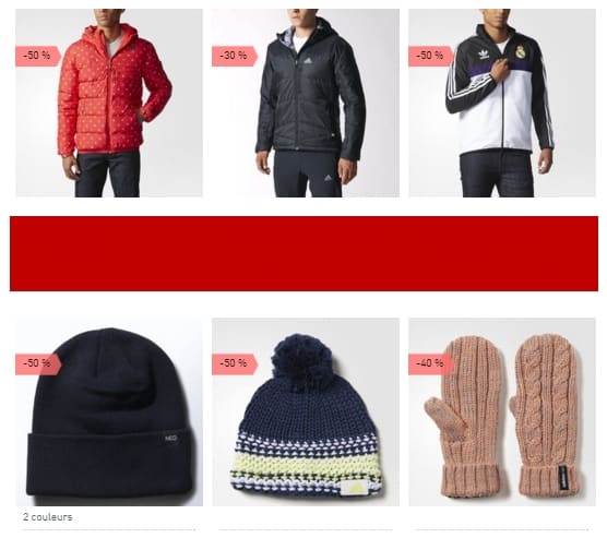 25% supplémentaire sur la collection Hiver Outlet Adidas