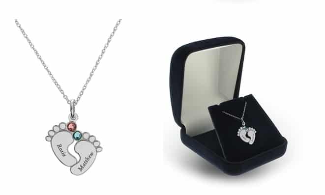 Moins de 20€ le pendentif personnalisable «pieds de bébé» argent / Swarovski Element – livraison offerte