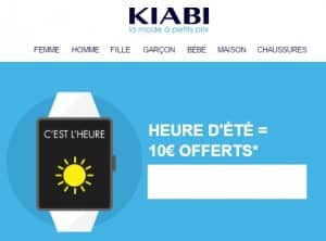 10€ offerts pour le changement d’heure KIABI